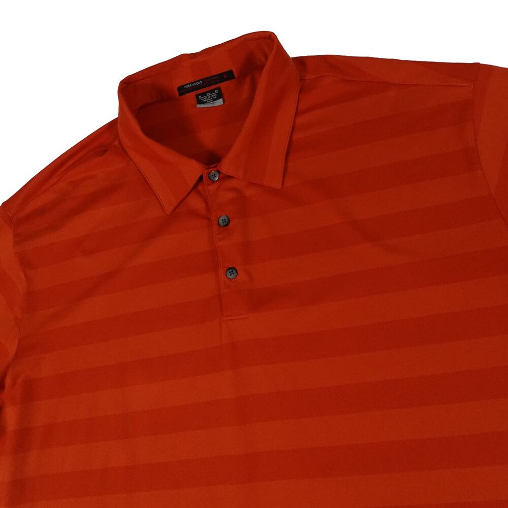 Tiger Woods Collection Nike Vintage Performance Striped Orange Polo Men's XL